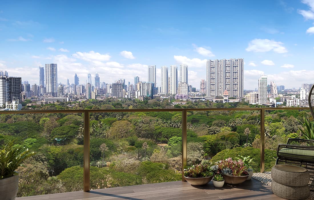 Developers in Mumbai - Piramal Aranya's exterior offers a captivating balcony view.