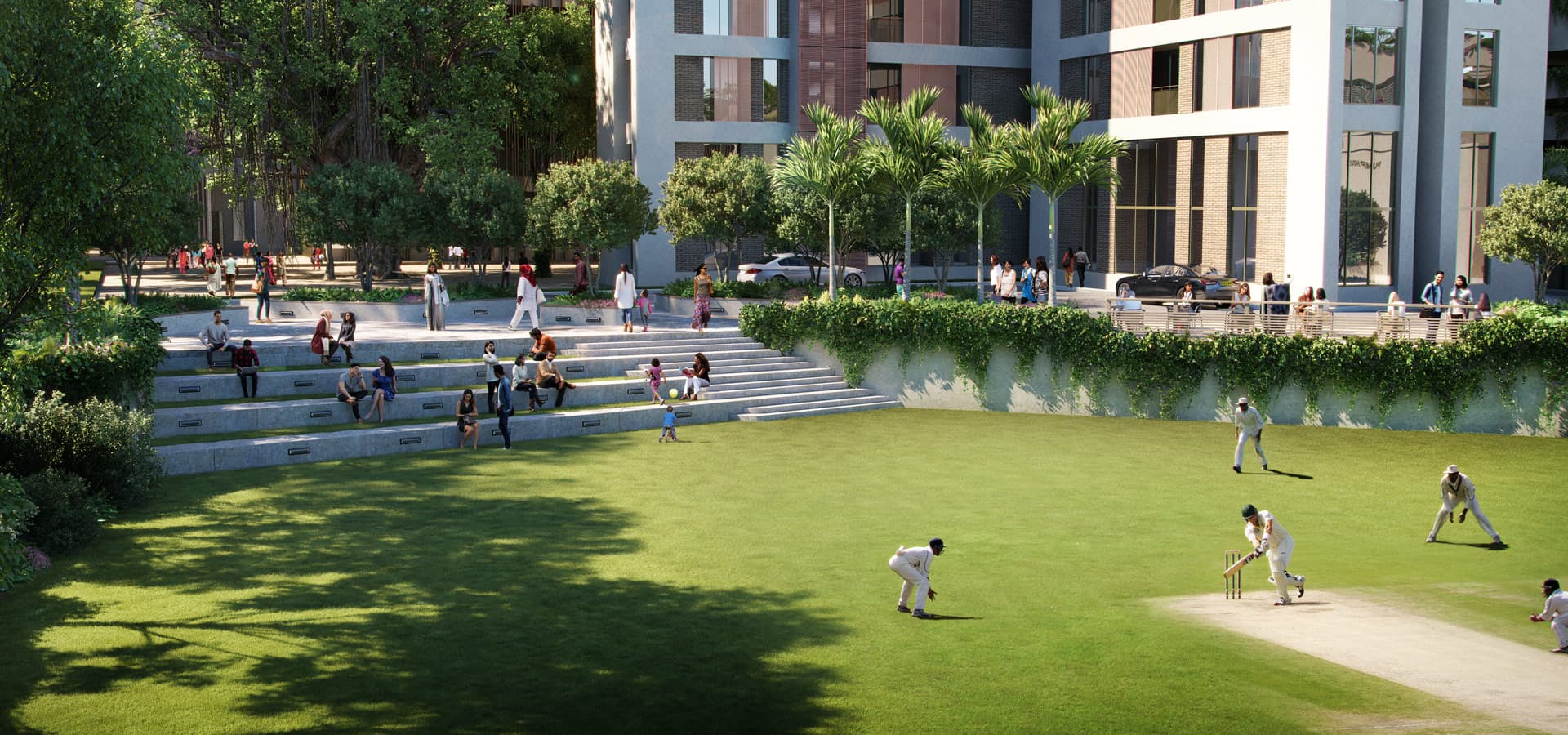 Amphitheater seating at Piramal Vaikunth for outdoor events