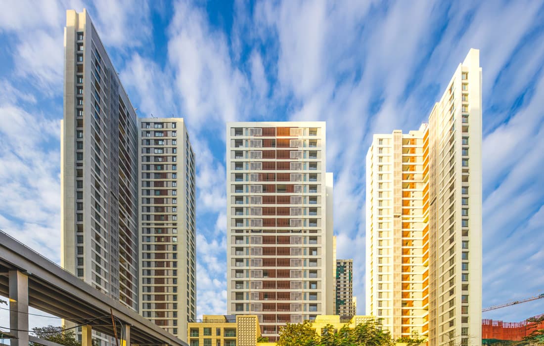 Exterior view of Piramal Vaikunth's Cluster 2 apartments