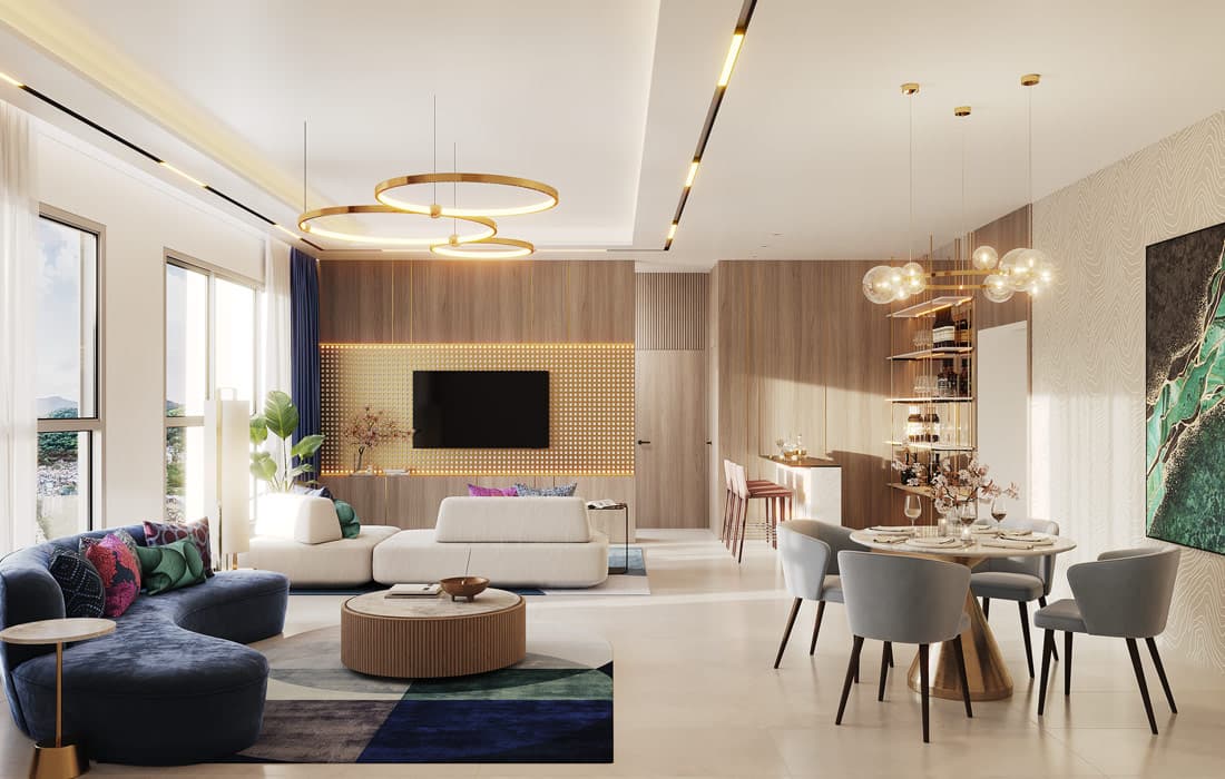 Living Room with natural light and comfort at Piramal Revanta