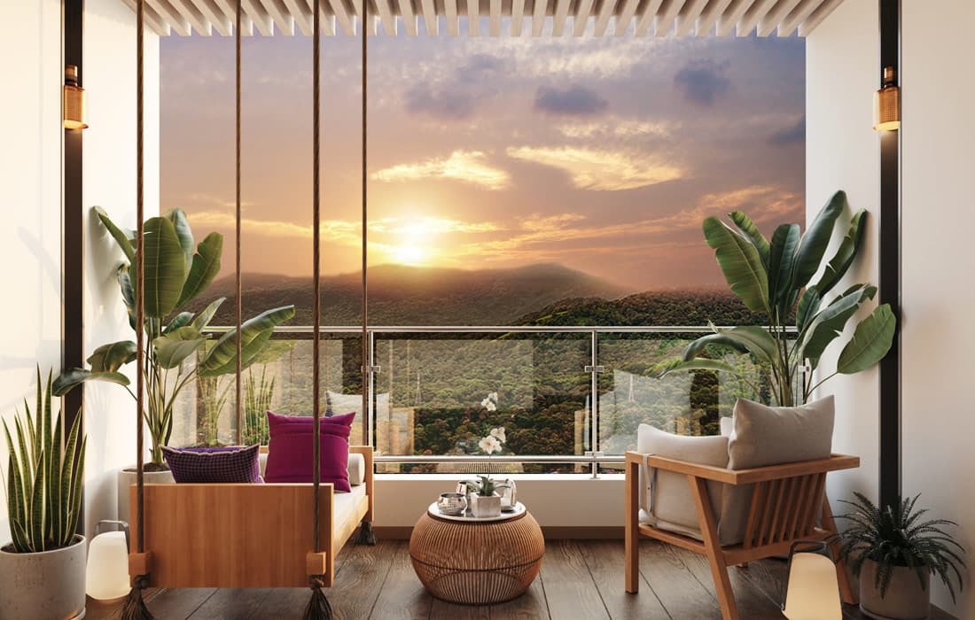 Balcony view offering panoramic views at Piramal Revanta