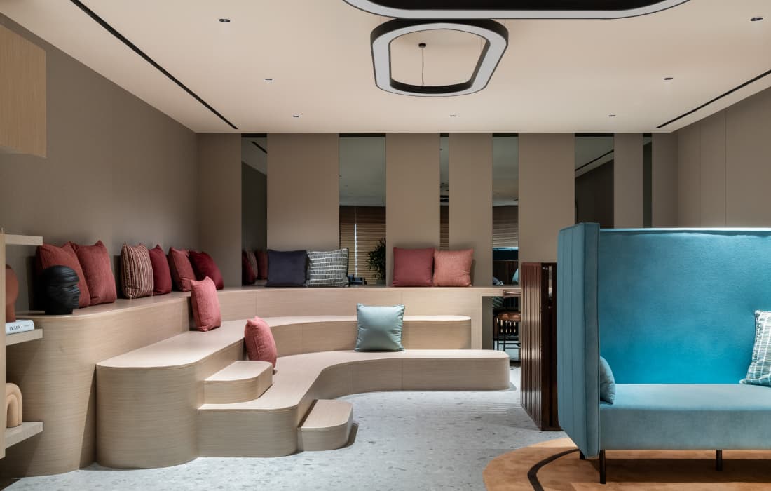 Library providing a tranquil reading space at Piramal Revanta