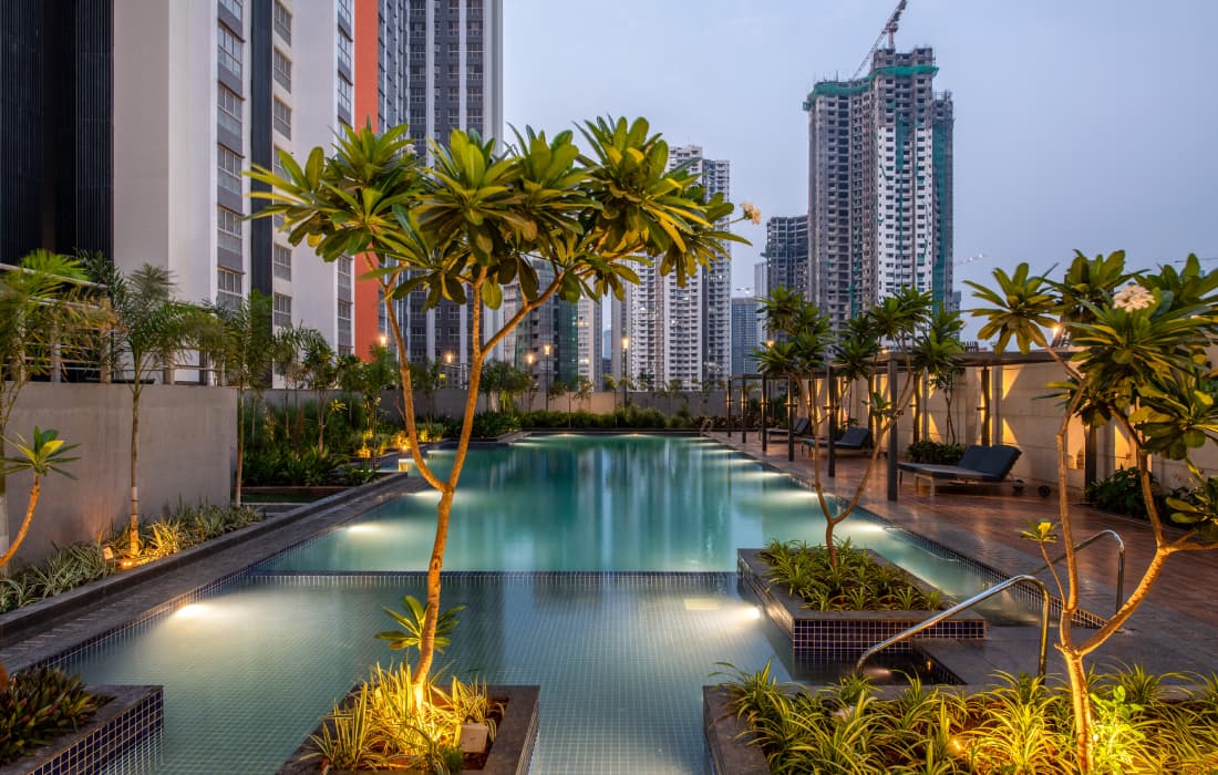 Swimming Pool with refreshing aquatic facilities at Piramal Revanta
