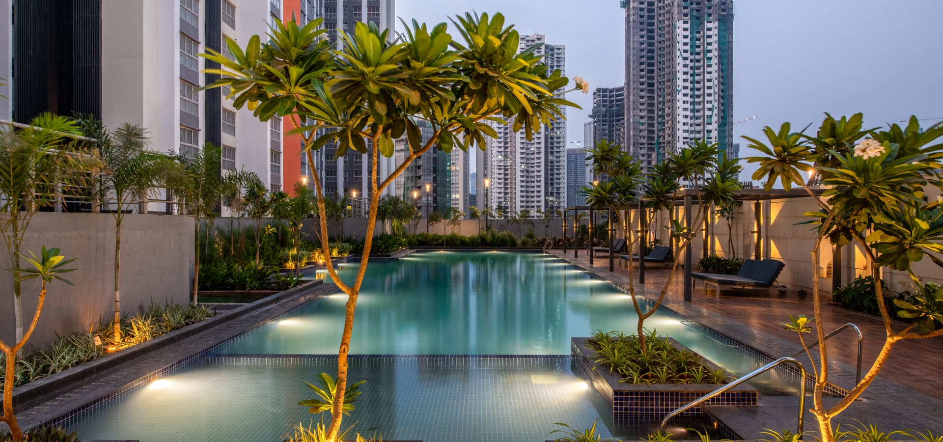 Swimming Pool with refreshing aquatic facilities at Piramal Revanta